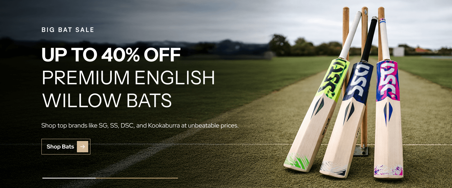Big bat sale — up to 40% off premium English willow bats.